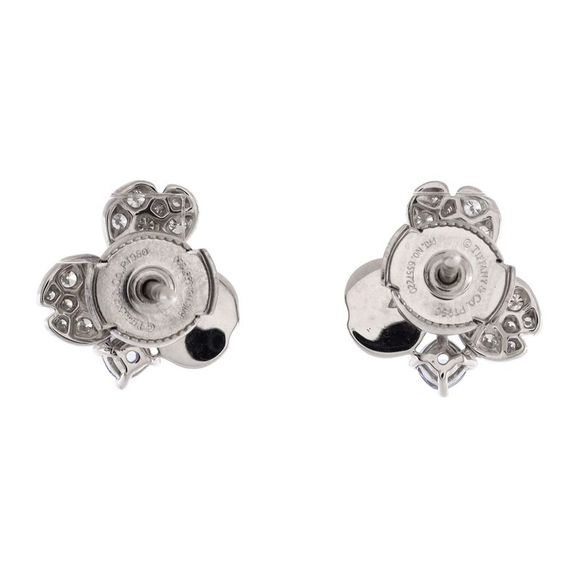 Tiffany & Co. Paper Flowers Stud Earrings Platinum with Diamonds and Tanzanites - Picture 3 of 4